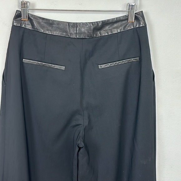 Alice + Olivia Wide Leg Wool with Lamb Leather Trim Trouser Pants Sz 4 - Picture 4 of 8